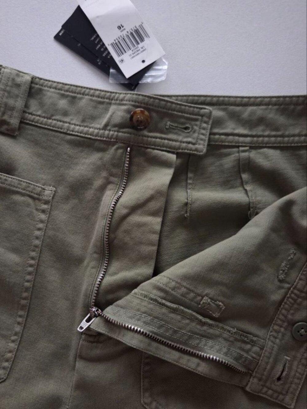 $185 Lauren Ralph Lauren Pleated Cotton Twill Wide-Leg Cargo Pant Green Size 16 - Picture 6 of 12